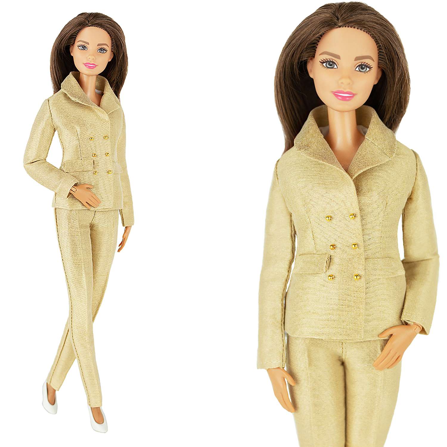 Шелковый брючный костюм Эленприв Золотой для куклы 29 см типа Барби FA-011-12 - фото 2
