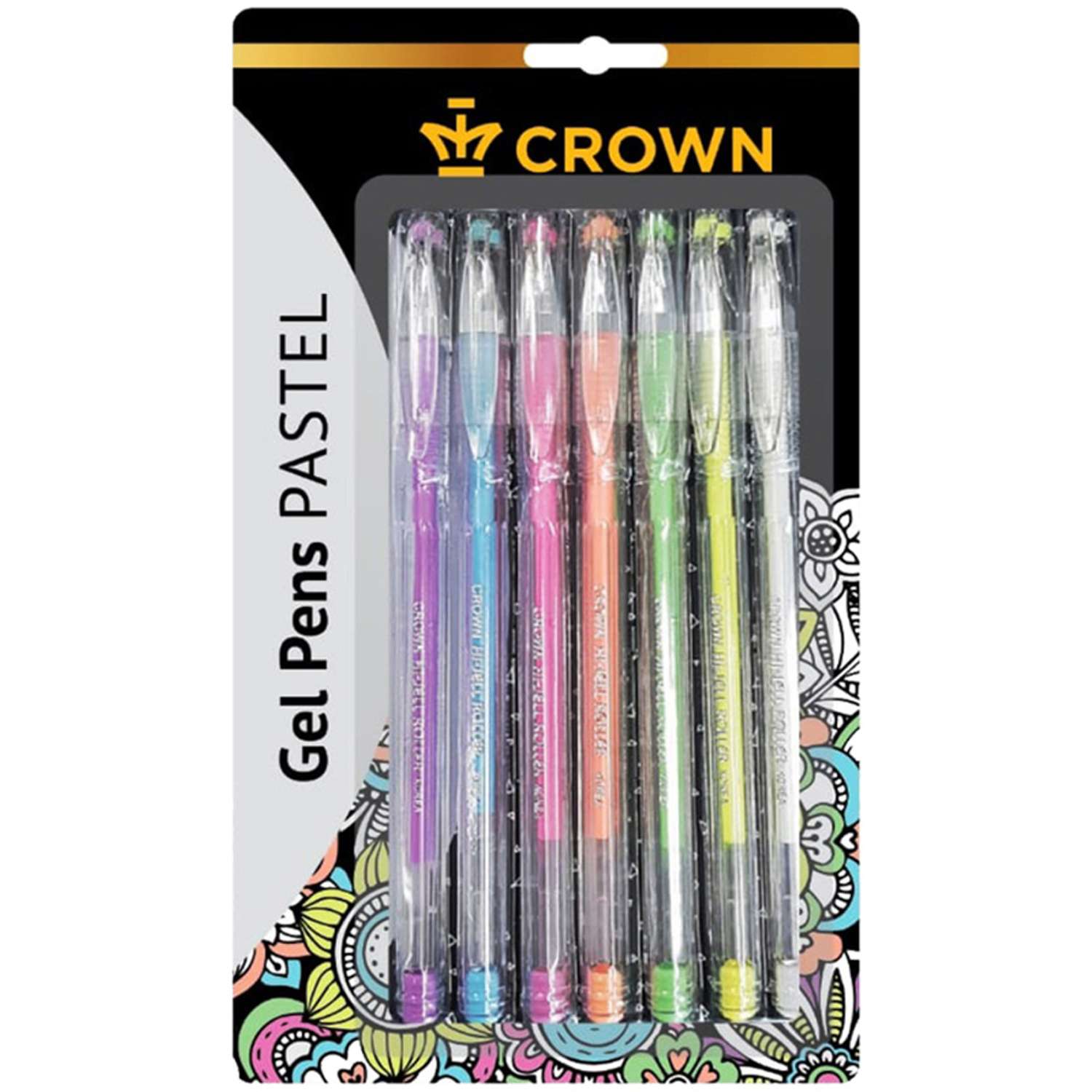 Набор гелевых ручек Crown Hi-Jell Pastel 7 цветов - фото 1