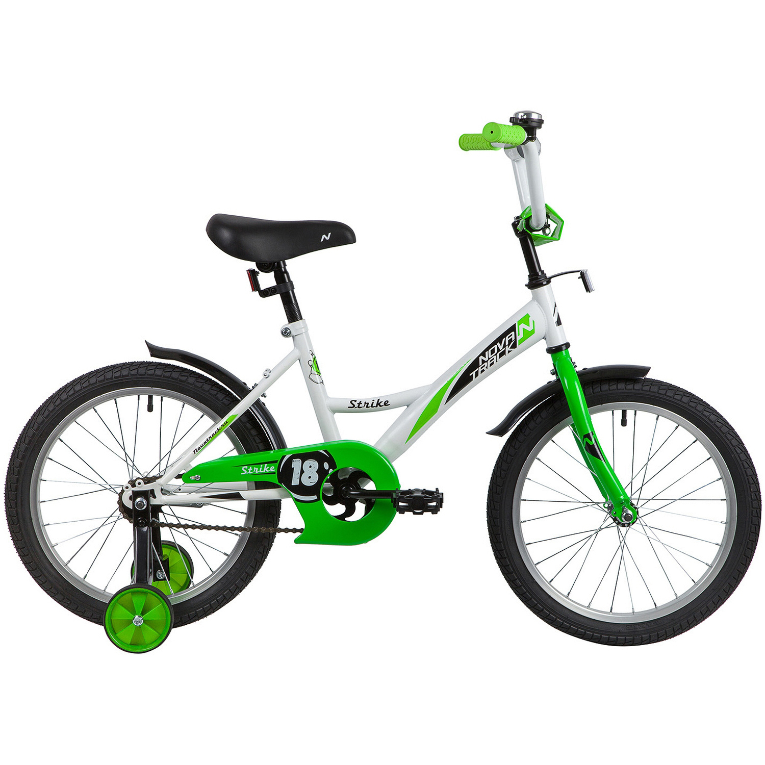 Велосипед 18 бело-зеленый. NOVATRACK STRIKE - фото 1