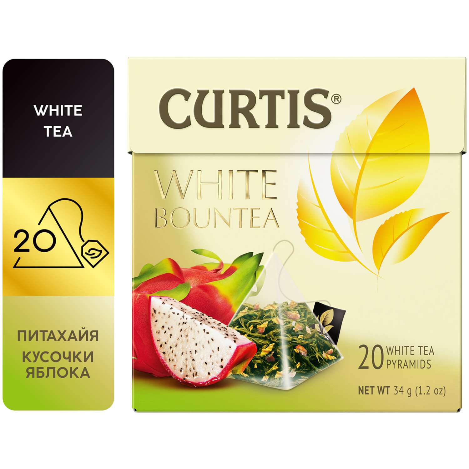 Чай белый Curtis White Bountea 20 пирамидок со вкусом питахайи кусочками яблока и лепестками роз - фото 2