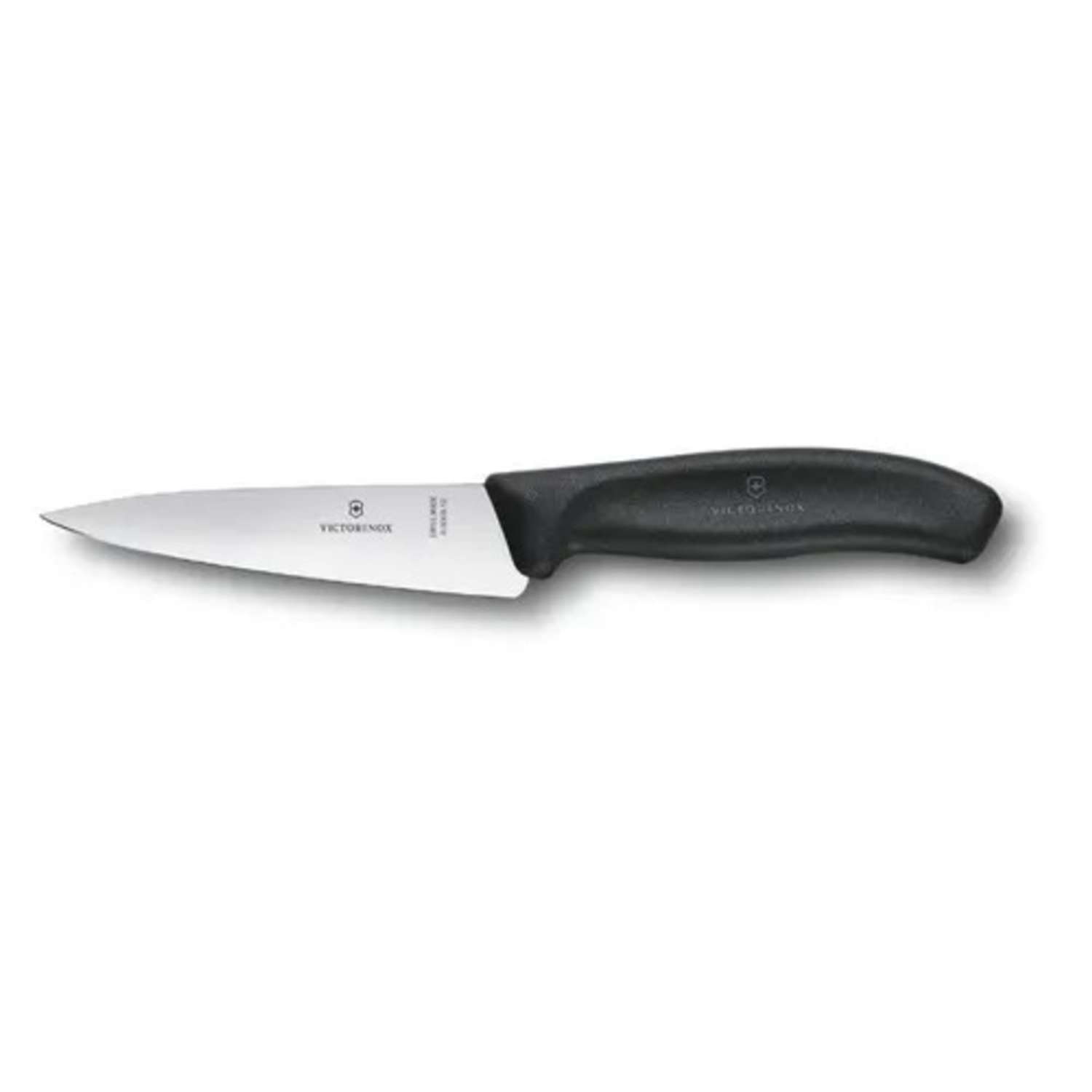 Нож кухонный Victorinox SwissCLASSIC 6.8003.12G стальной разделочный лезвие 120 мм прямая заточка черный - фото 1