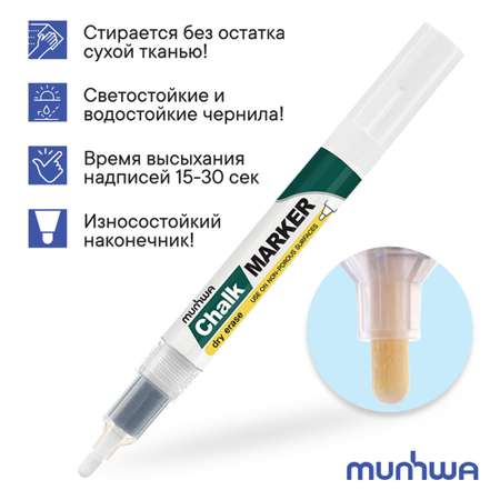 Маркер меловой Munhwa Chalk Marker белый 3 мм спиртовая основа пакет