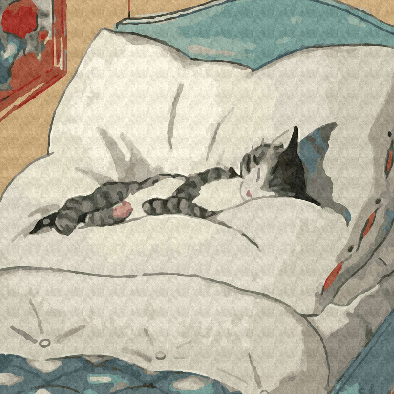 Кошечка спит в кроватке