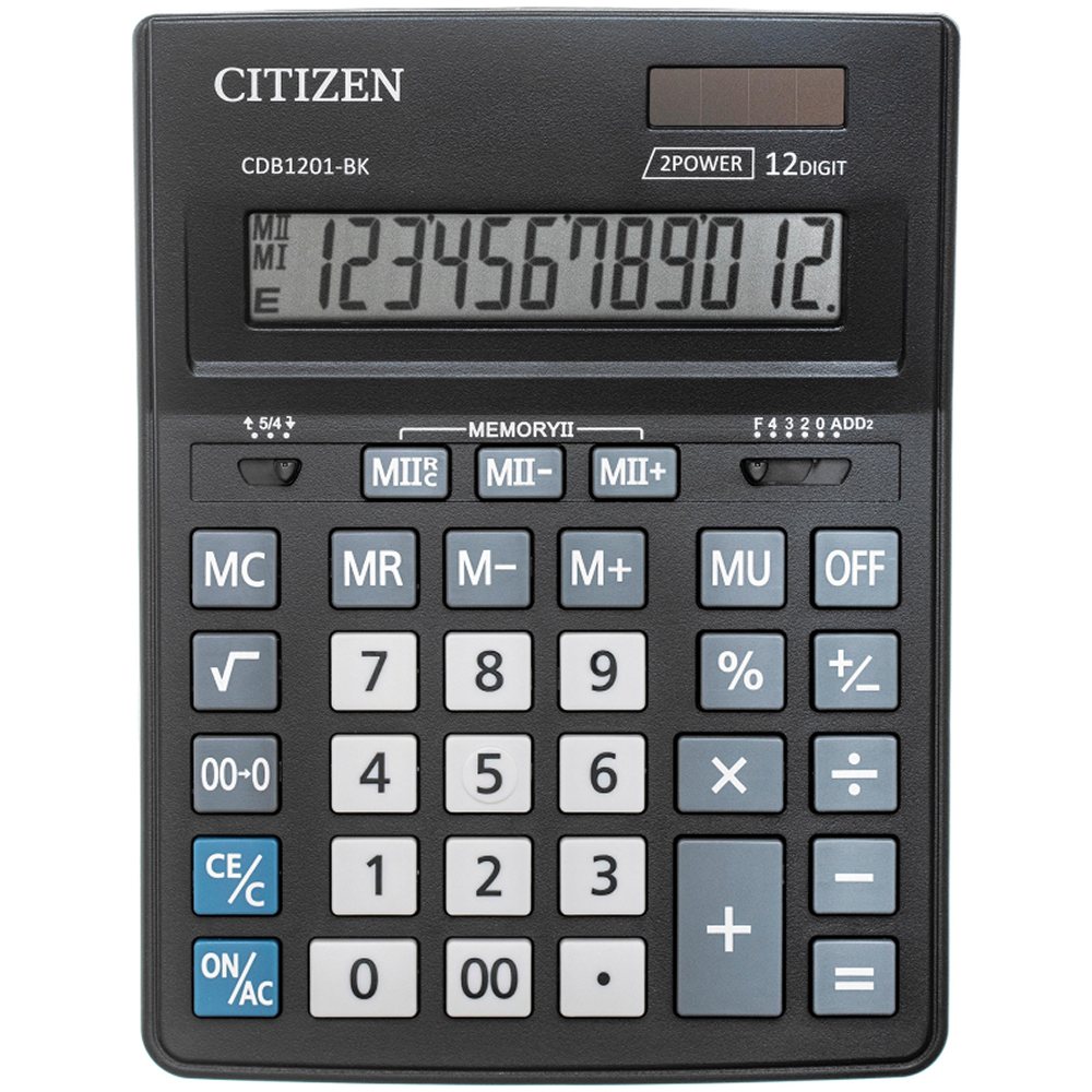 Калькулятор Citizen настольный полноразмерный BusinessL CDB1201-BK 12 разр. черный - фото 1