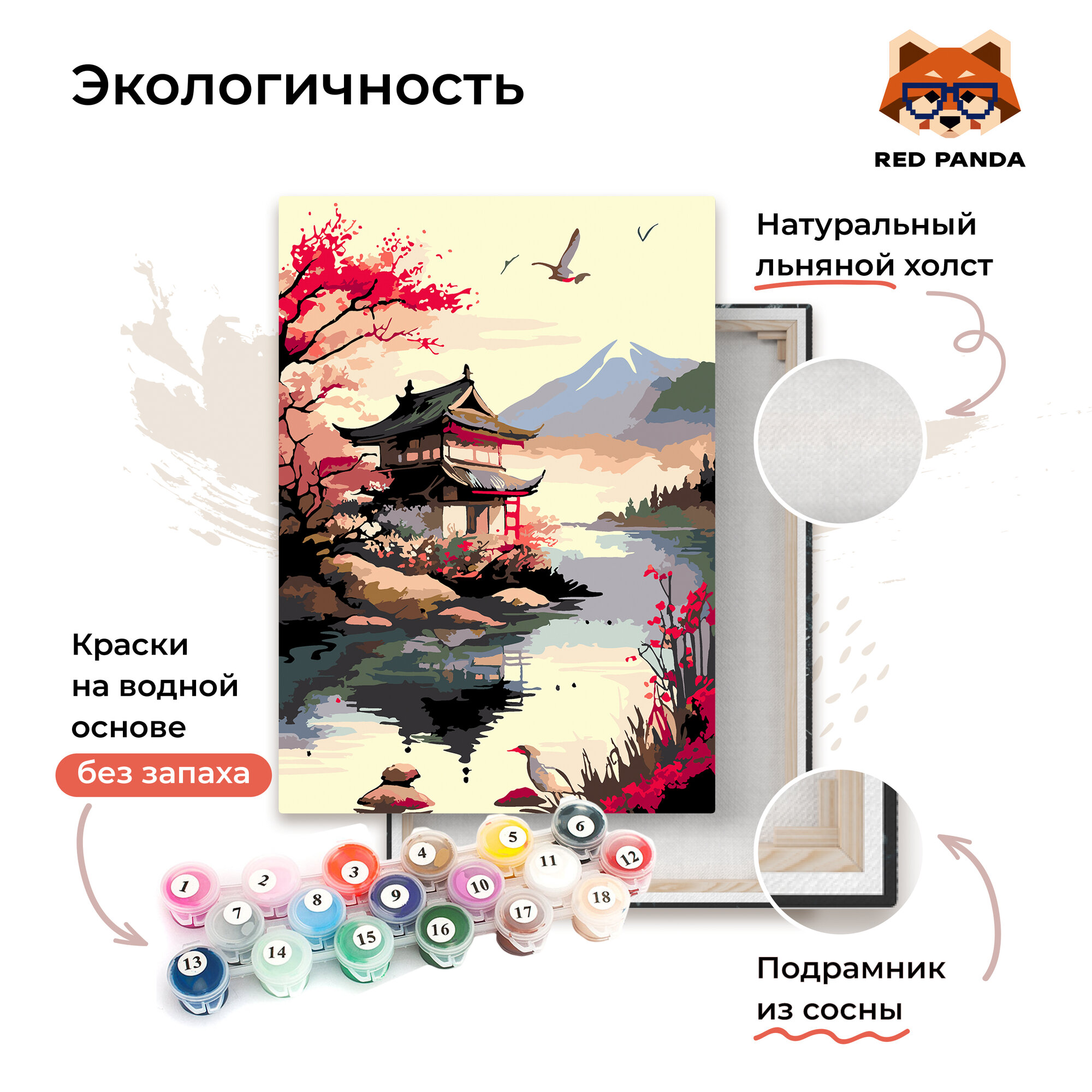 Картина по номерам 30*40 Red Panda Японская речка - фото 7