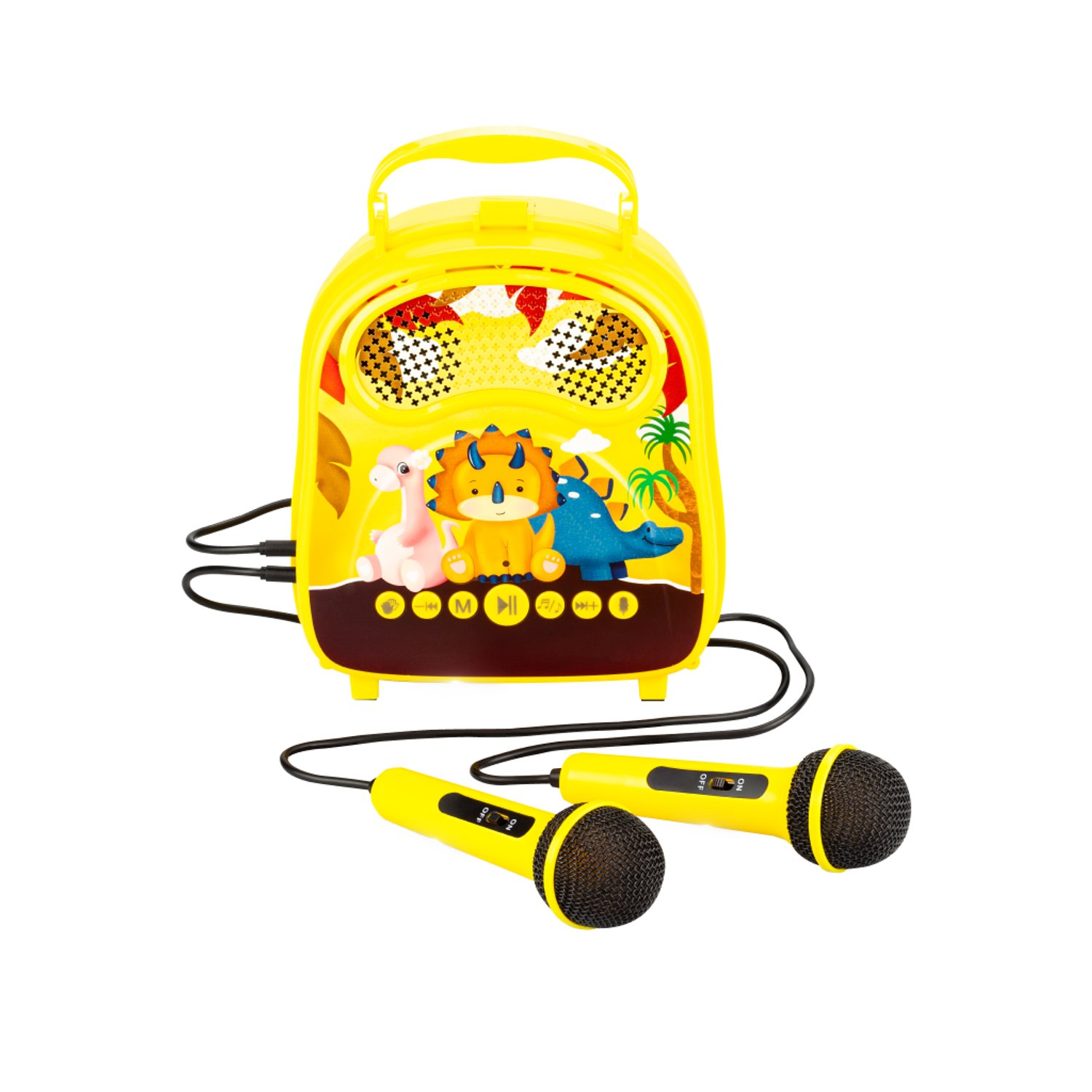 Караоке-рюкзачок для детей Solmax с микрофоном и колонкой Bluetooth желтый - фото 1