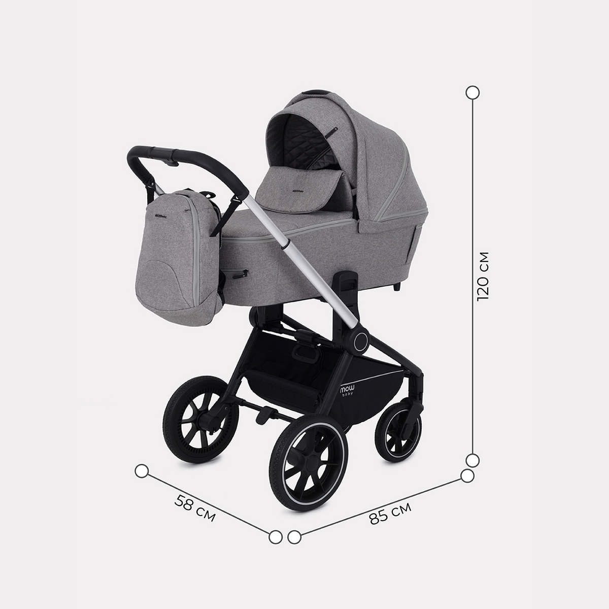 Коляска детская универсальная MOWbaby ZOOMPU (3в1) RA087 Silver Beige - фото 3