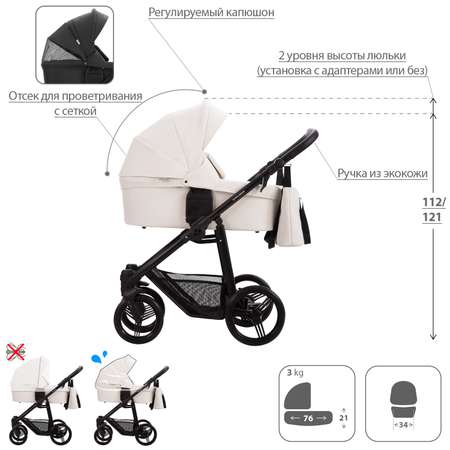 Коляска 2в1 Bebetto Explorer Air Pro экокожа шасси Черное 01