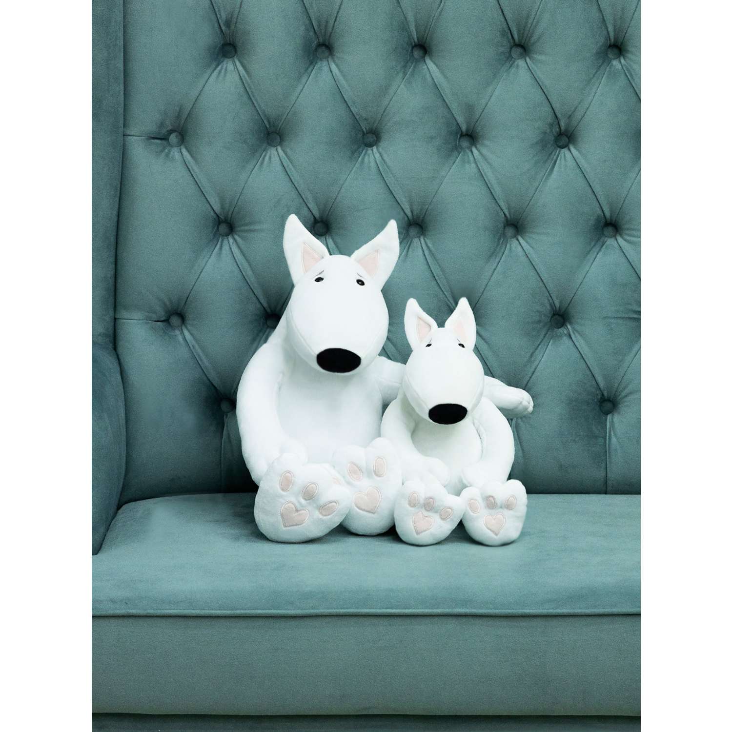 Мягкая игрушка Мягкие игрушки БелайТойс Плюшевая собака Hugo породы бультерьер белый 45 см - фото 6