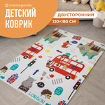 Развивающий коврик детский Mamagoods для ползания складной игровой 120х180 см Город и Лондонский автобус