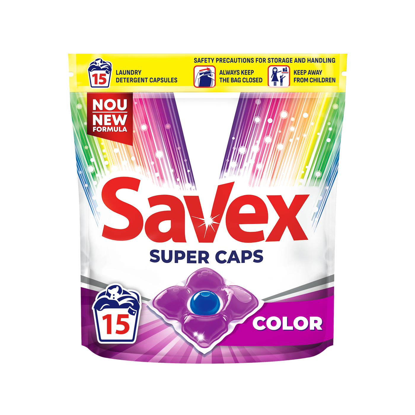 Капсулы для стирки SAVEX SUPER CAPS для цветного белья 15 шт - фото 1