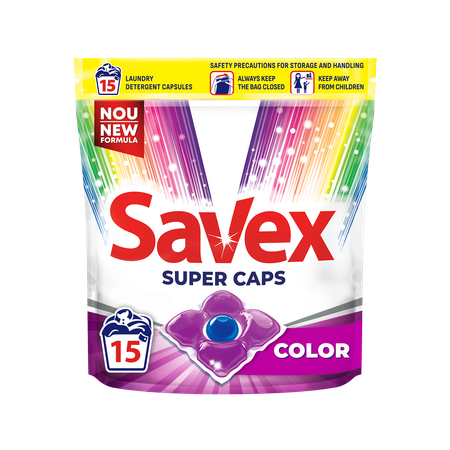 Капсулы для стирки SAVEX SUPER CAPS для цветного белья 15 шт
