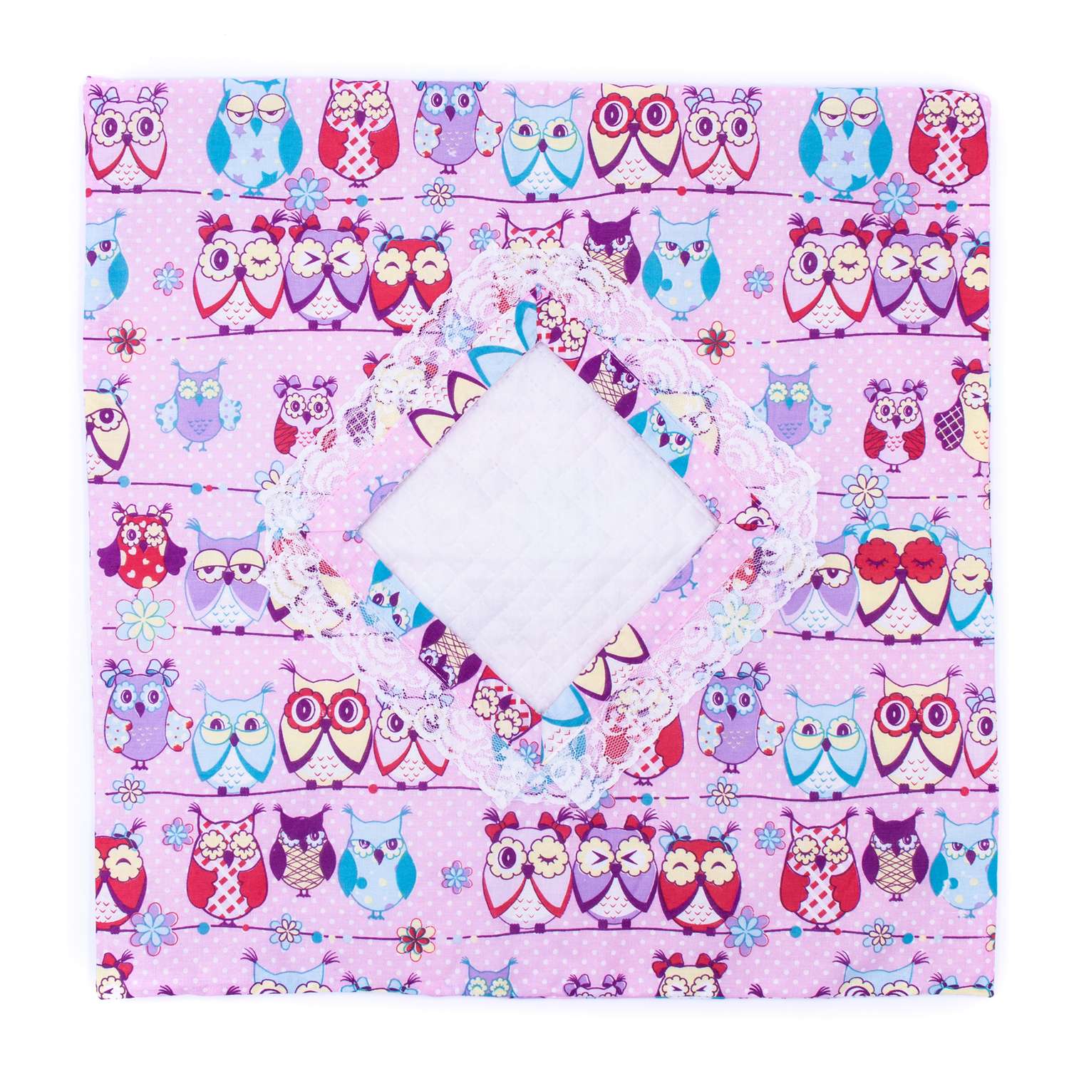 Комплект для пупса Модница 43-48 см: одеяло в пододеяльнике подушка и матрасик розовый-голубой 6109розовый-голубой - фото 4