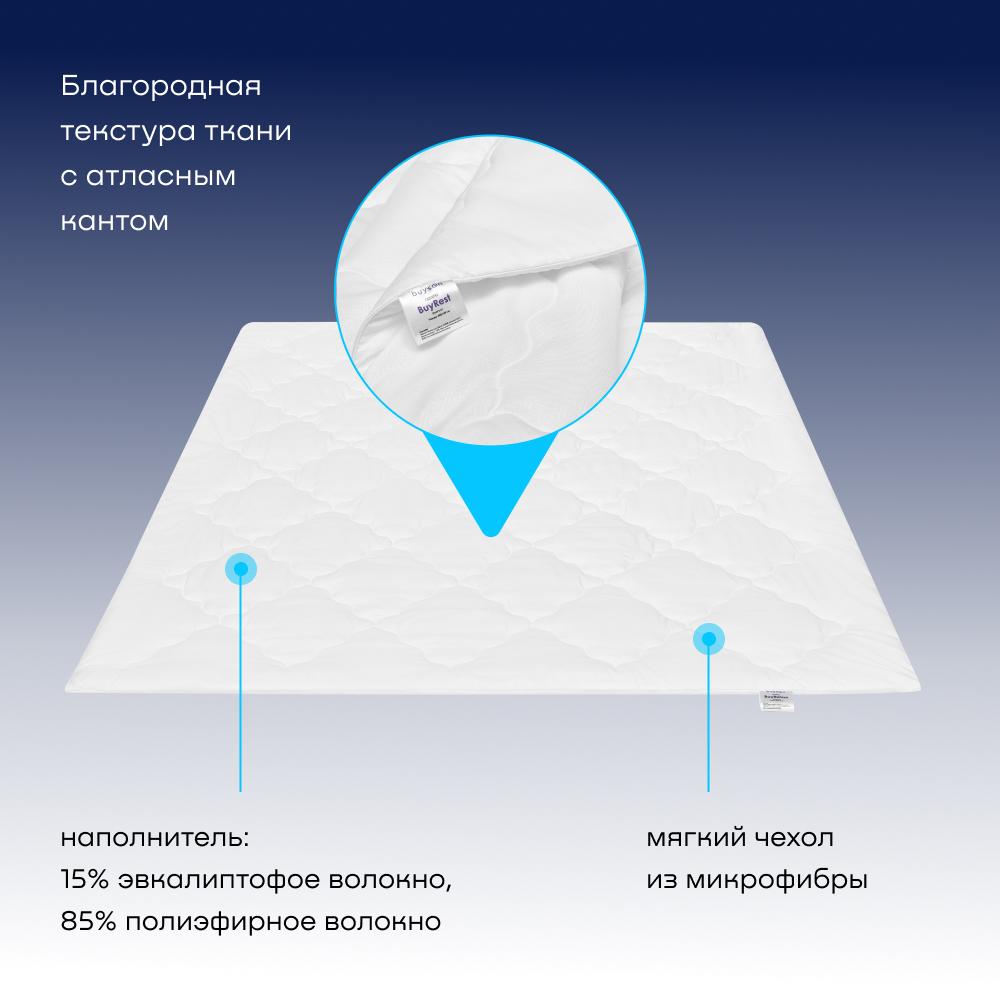 Одеяло buyson BuyRest 205х140 см 1.5-х спальное всесезонное с наполнителем  полиэфир купить по цене 2048 ₽ в интернет-магазине Детский мир