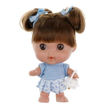 Кукла Arias elegance pequitas с каштановыми волосами и карими глазами c cоской в голубой юбке 17 см