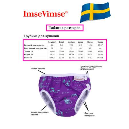 Плавки детские ImseVimse M 7-10 kg 6-12 мес purple fish