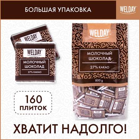 Шоколад порционный WELDAY плиточный молочный 160 плиток
