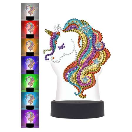 Алмазная мозаика светильник ON TIME ночник Единорог 7 цветов свечения