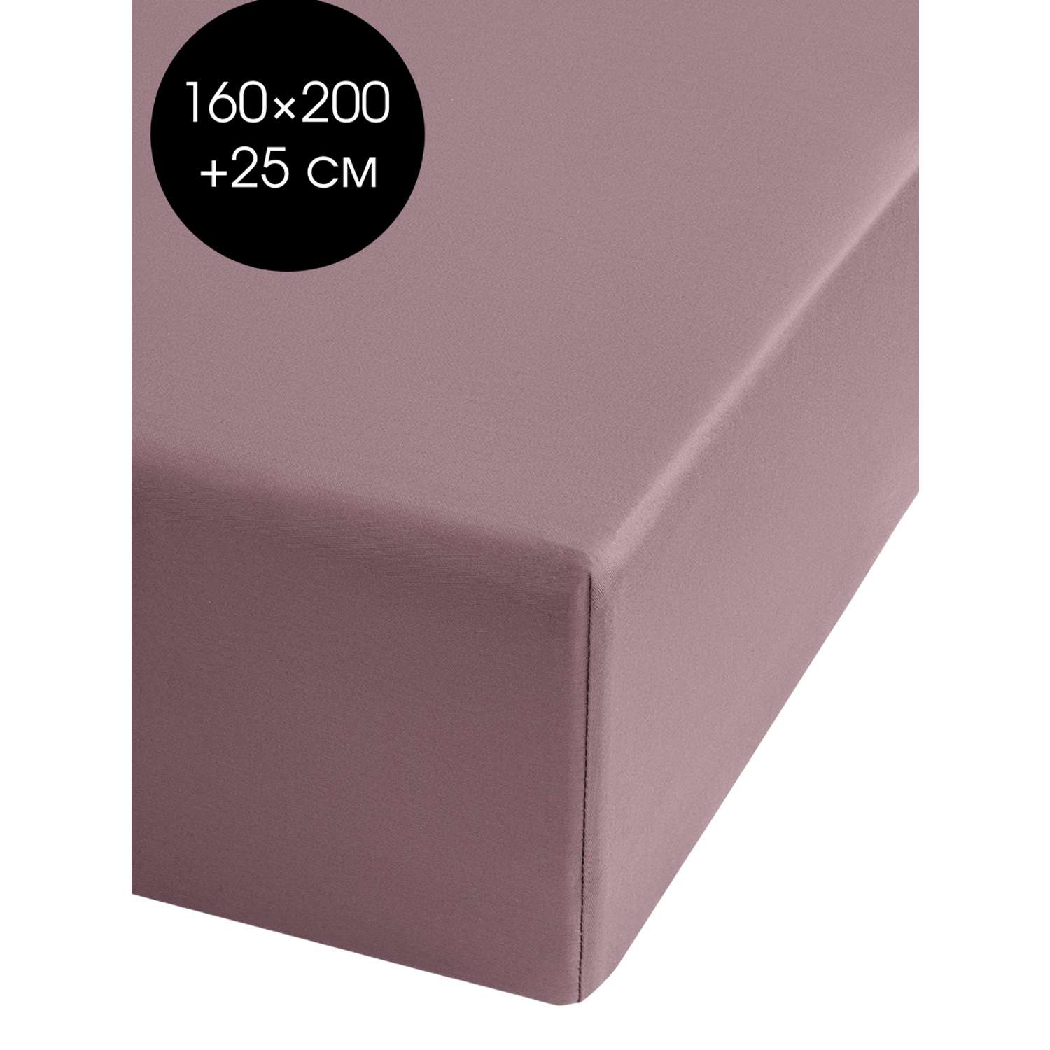 Простыня натяжная DeNASTIA сатин 160x200+25 лиловый C060078 - фото 1