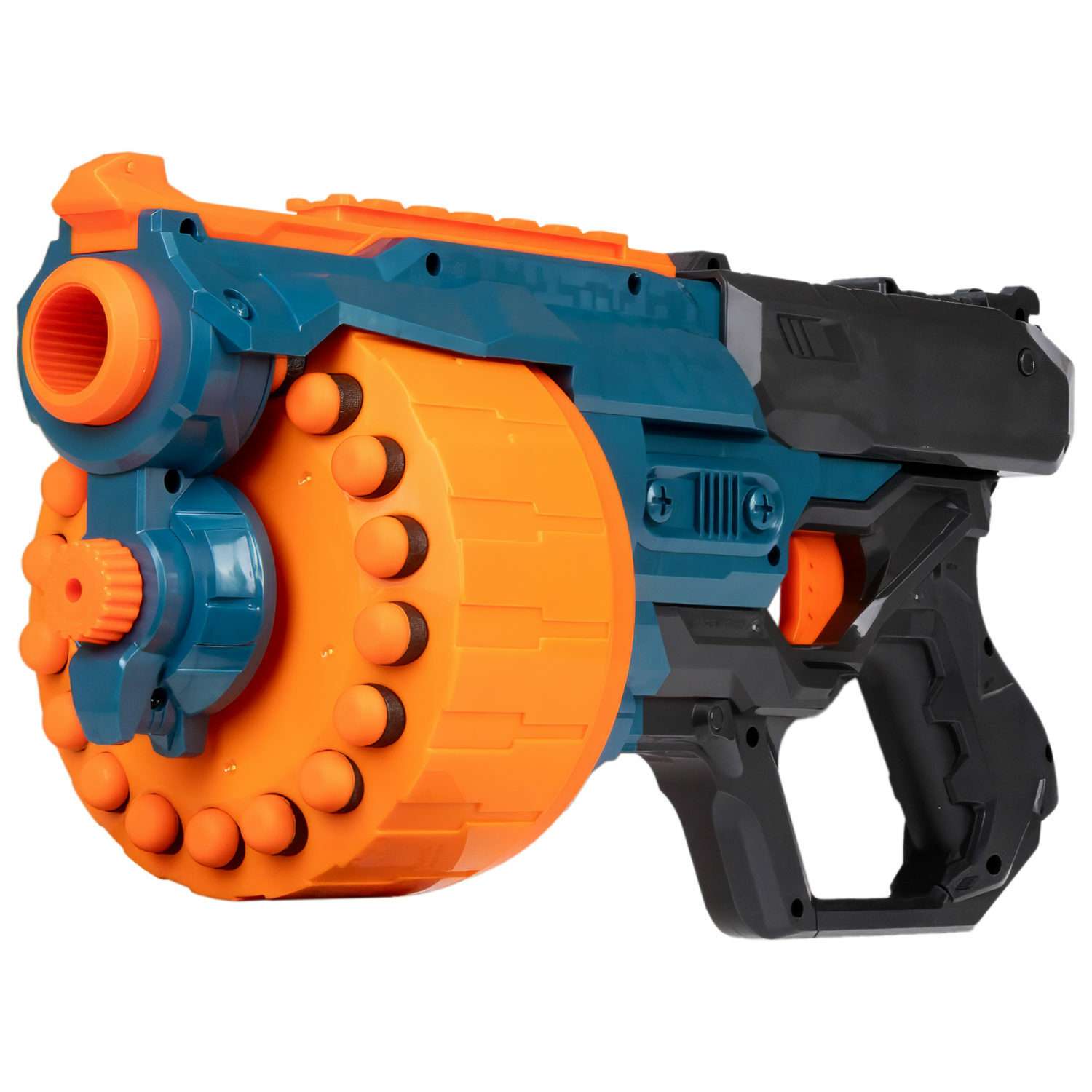 Бластер с мягкими пулями FunMax 1TOY Детское игрушечное оружие барабан на 18 выстрелов 24 снаряда - фото 2