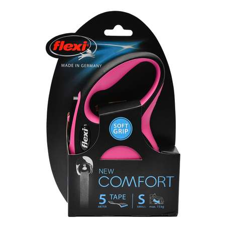 Рулетка Flexi New Comfort S лента 5м до 15кг Черный-Розовый