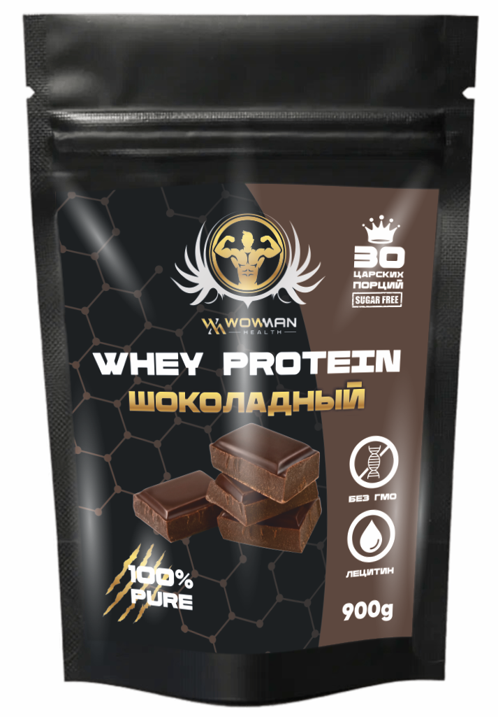 Протеин сывороточный WowMan Whey Protein WMNN1042 для набора мышечной массы 900г 30 порций Вкус шоколад - фото 1