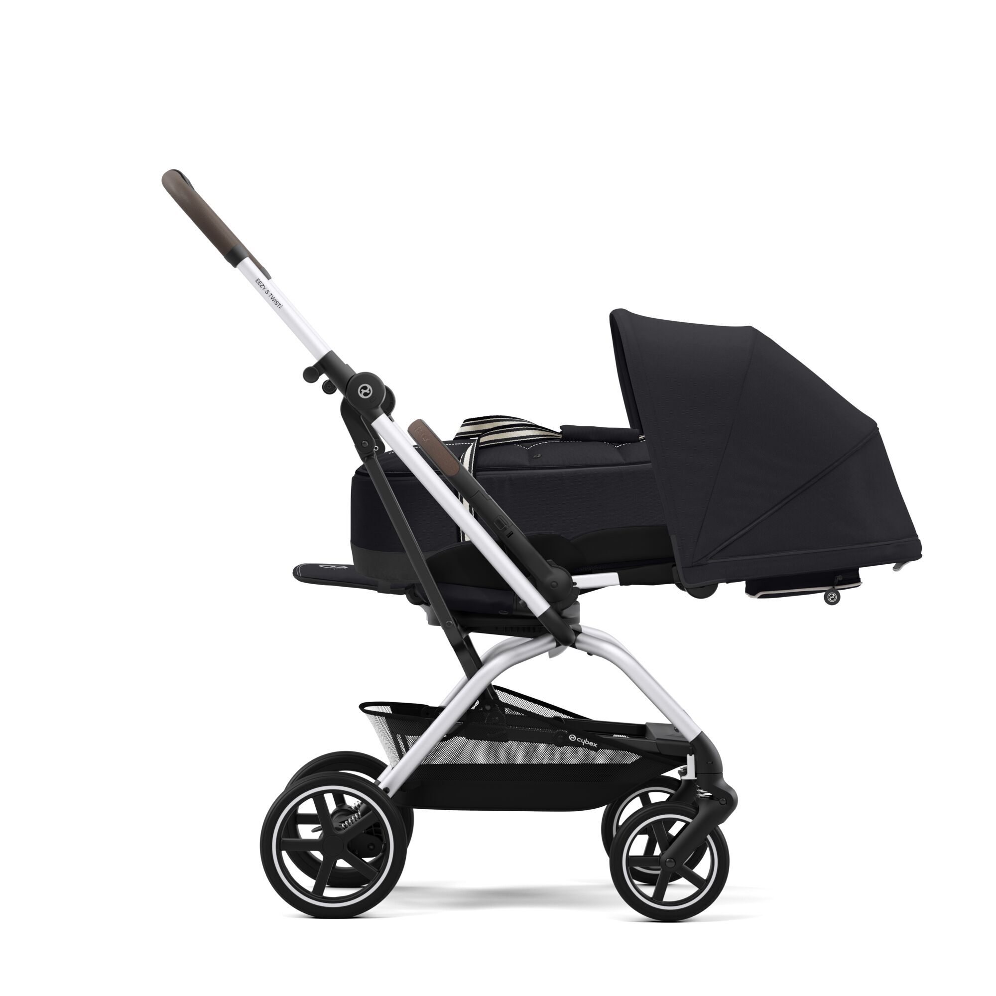 Коляская детская Cybex Eezy S Twist+ 2 SLV Moon Black с дождевиком и бампером - фото 5