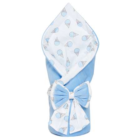Конверт-одеяло Чудо-Чадо на выписку для новорожденного Плюша голубой/мороженое