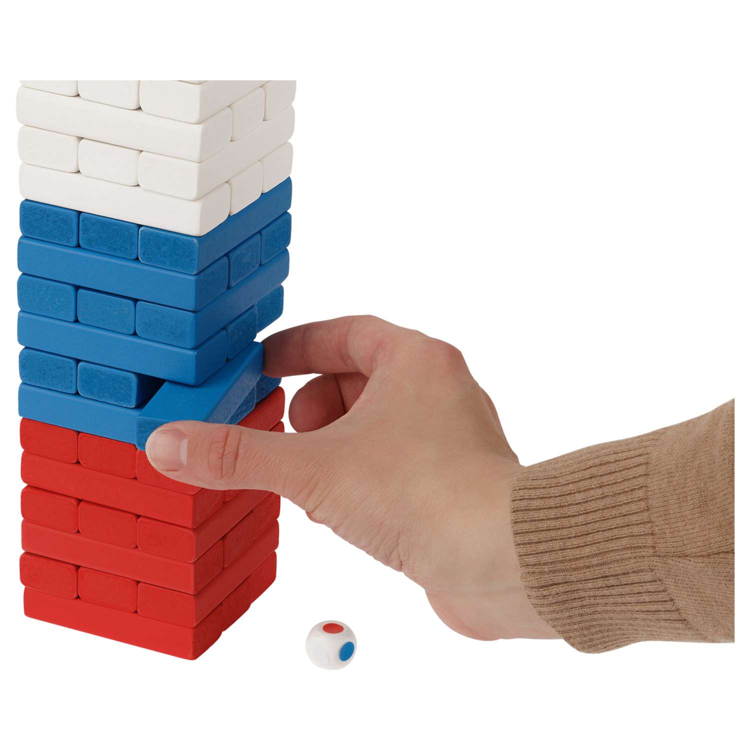 Игра настольная ТРИ СОВЫ Башня. Триколор цветные деревянные блоки с уголком - фото 4