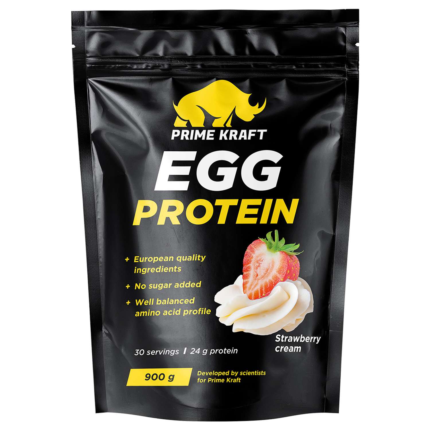 Протеин яичный Prime Kraft Egg Protein клубника-сливки 900г - фото 1