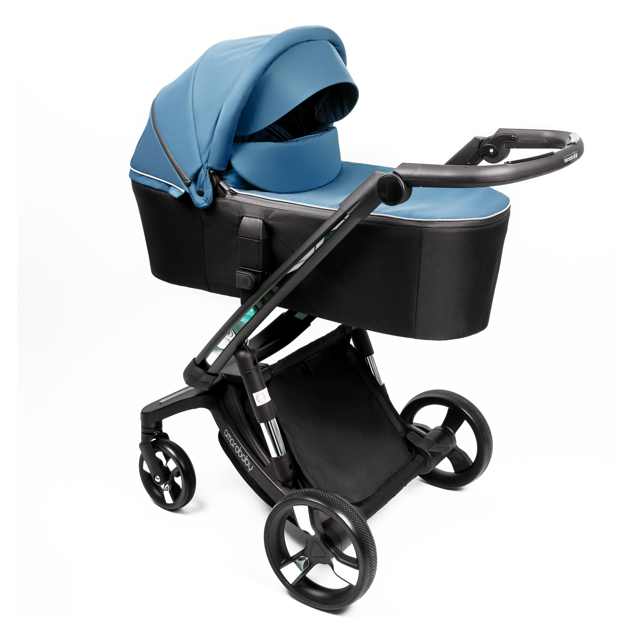 Коляска детская 2 в 1 AmaroBaby TUTUM с AUTO BRAKE синий - фото 23