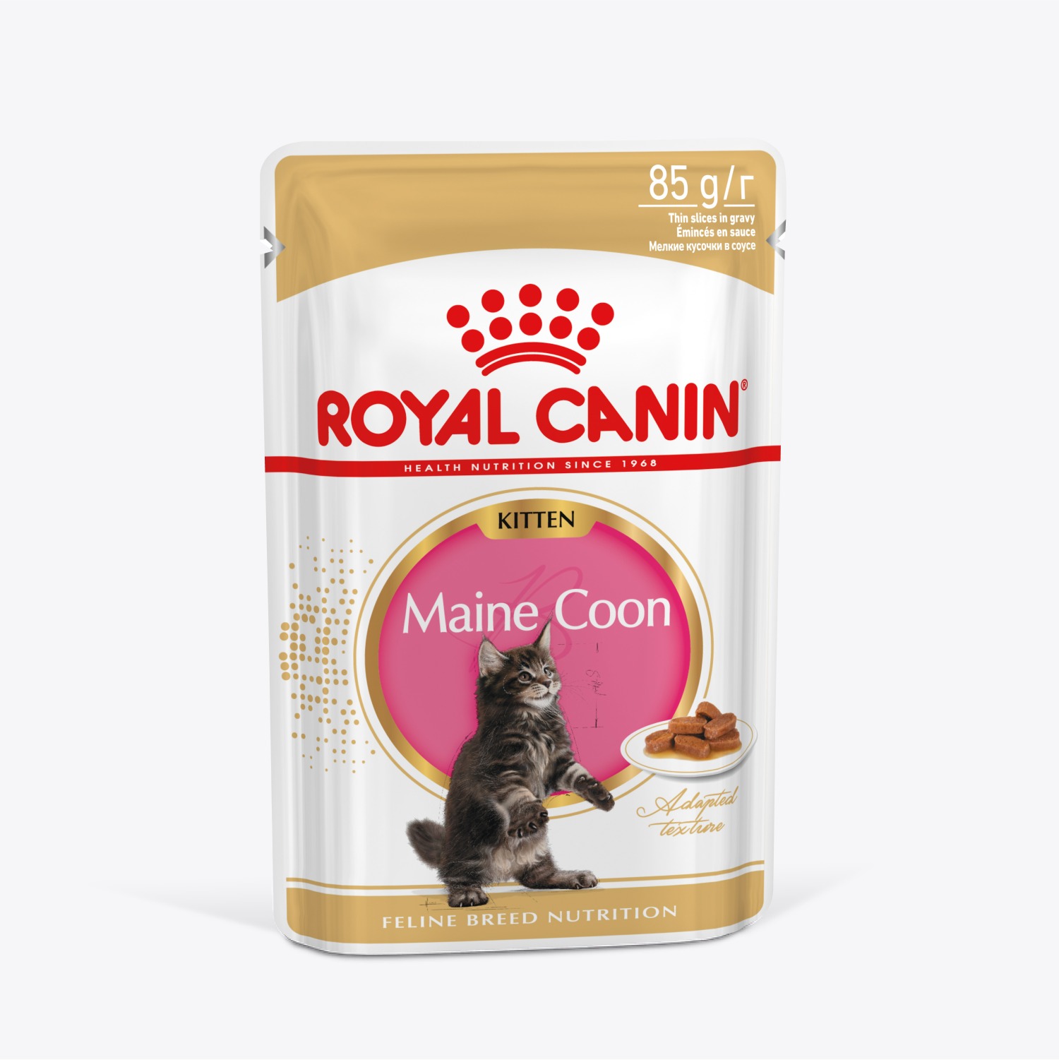 Корм для котят Royal Canin 85г Maine Coon Kitten соус для котят мейн кун  пауч купить по цене 80.8 ₽ с доставкой в Москве и России, отзывы, фото