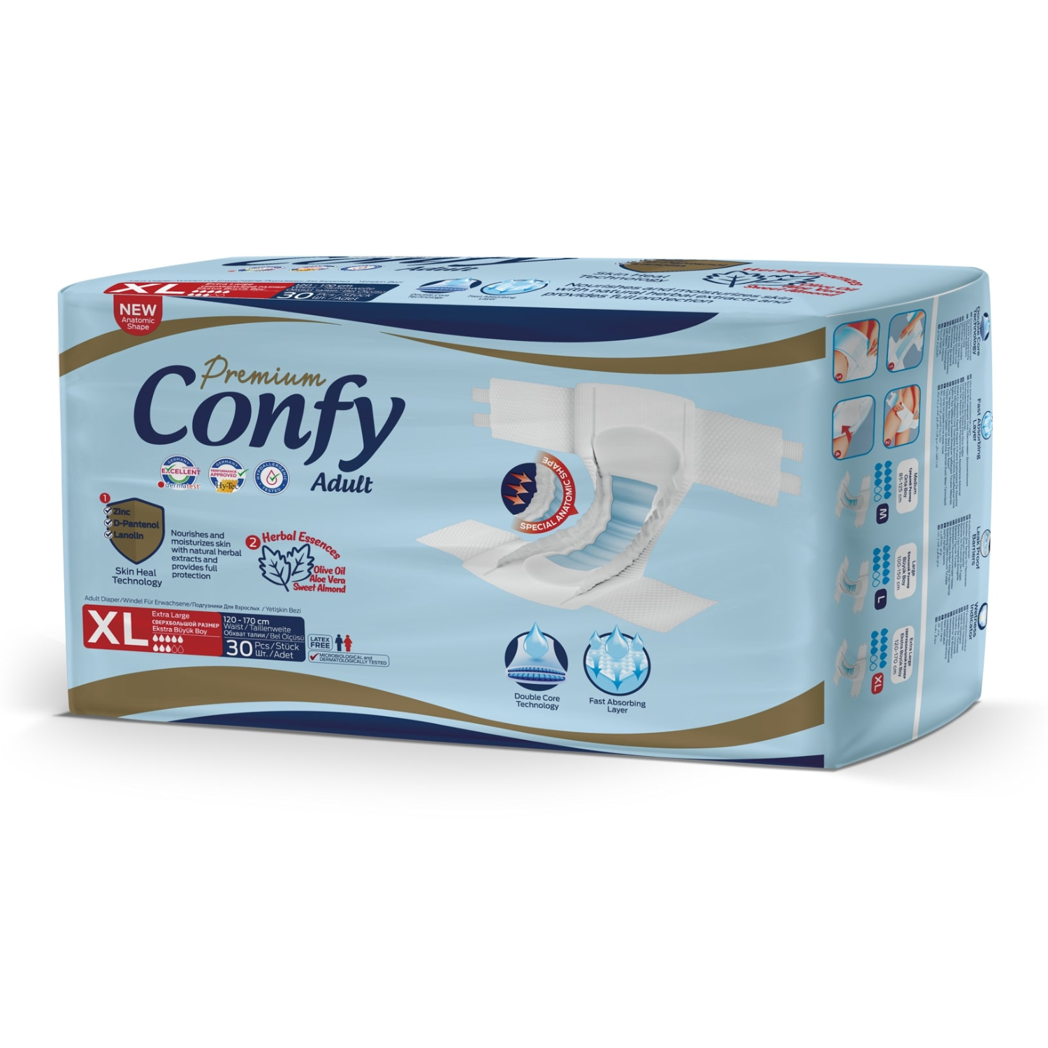 Подгузники для взрослых CONFY Adult Premium XL30 размер XL талия 120-170 см 30 шт - фото 2