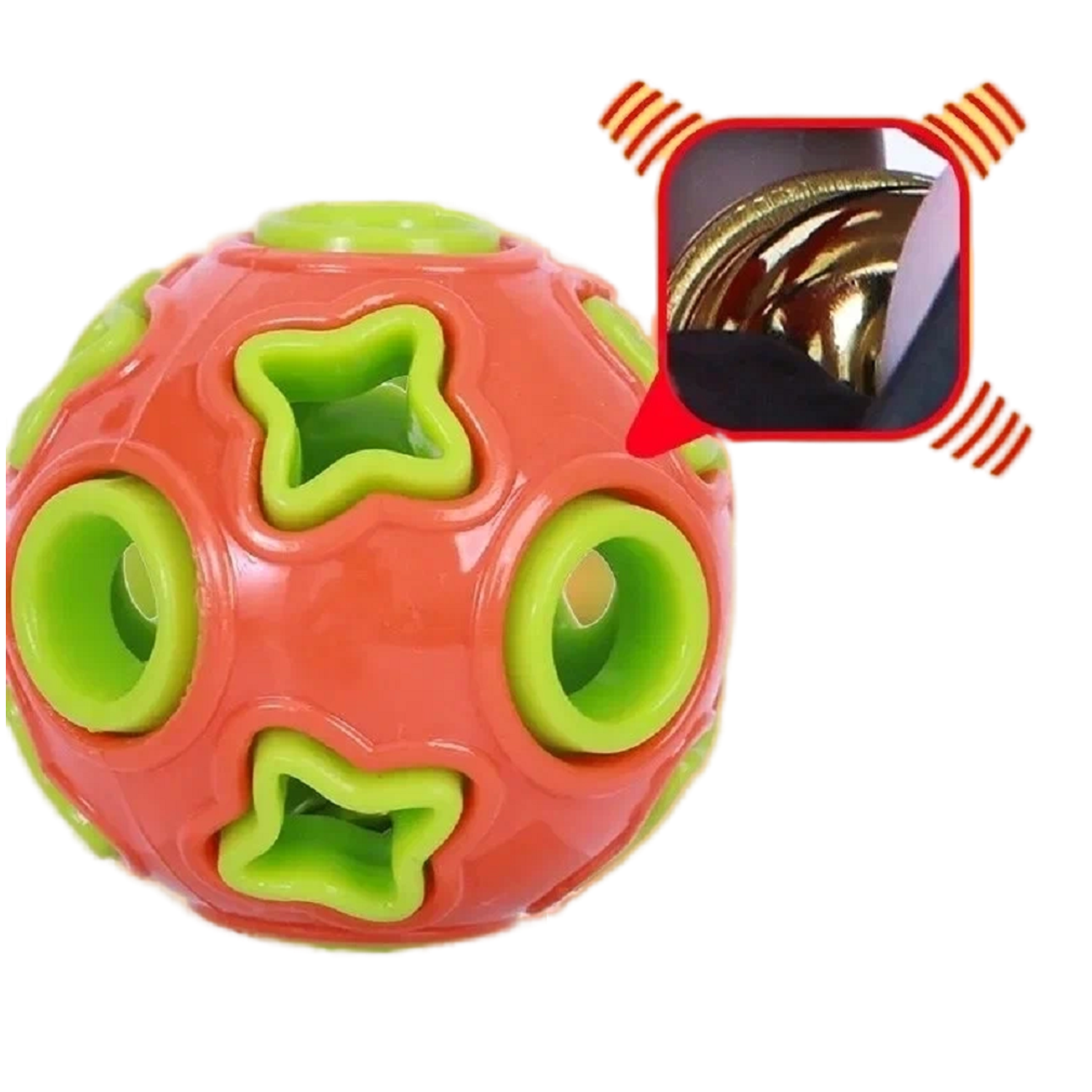 Игрушка мяч дозирующий корм ZDK Для собак ZooWell Play с колокольчиком оранжевый - фото 1