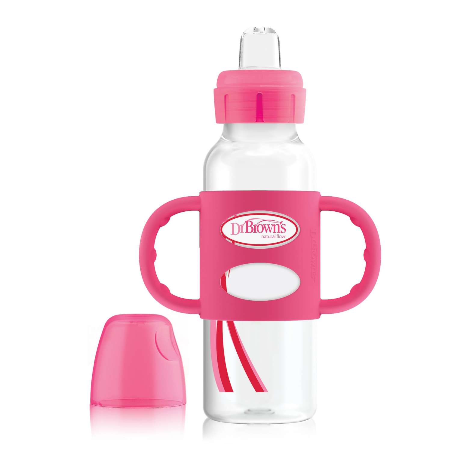 Бутылочка-поильник Dr Brown's с ручками 250мл Розовая - фото 1