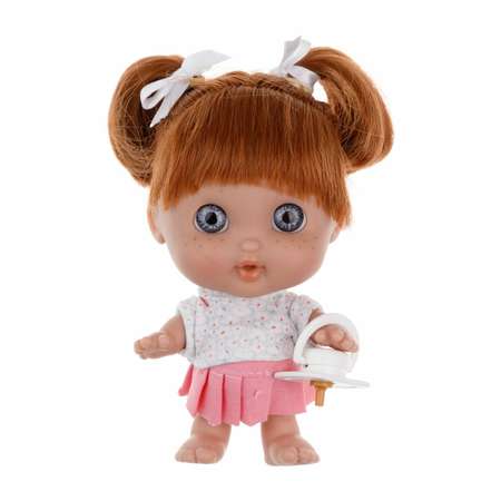 Кукла Arias elegance pequitas с рыжими волосами c cоской в розовой юбке и белой кофточке 17 см