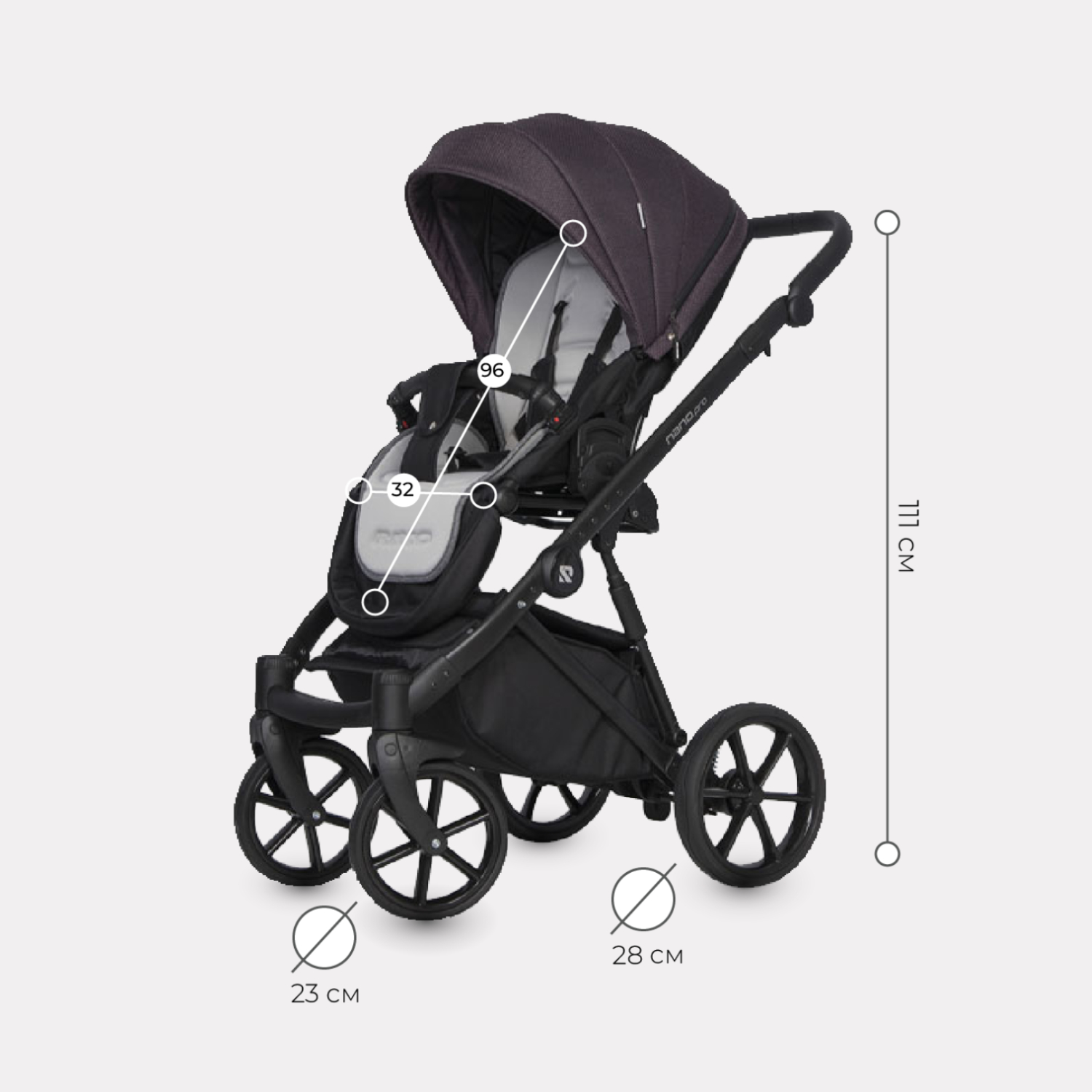 Коляска 2в1 Riko Nano Pro Pearl Plum Сливовый - фото 3