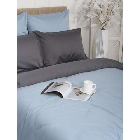 Комплект постельного белья Mona Liza 1.5 спальный ML Luxury linum тенсел лиоцелл голубой лён/сталь