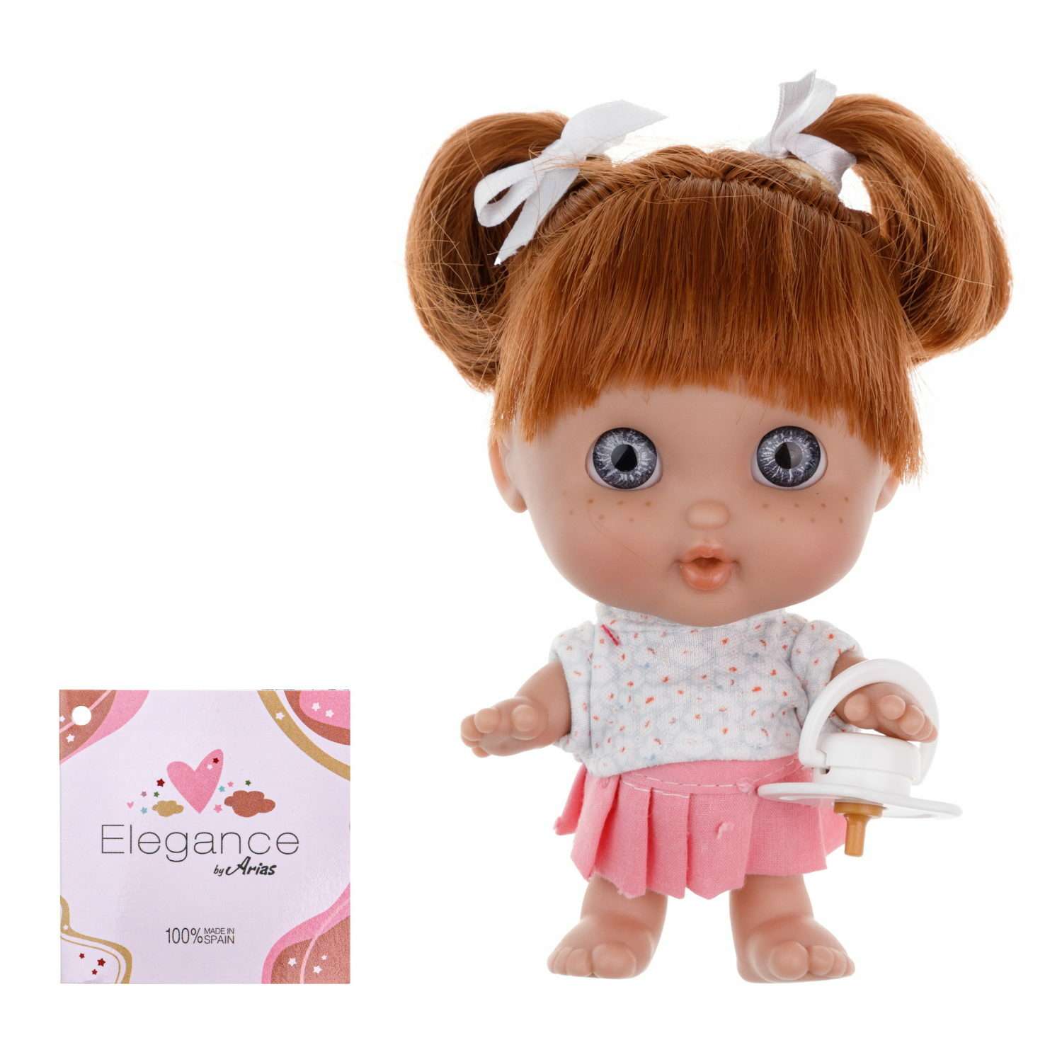 Кукла Arias elegance pequitas с рыжими волосами c cоской в розовой юбке и белой кофточке 17 см Т19780-8 - фото 1