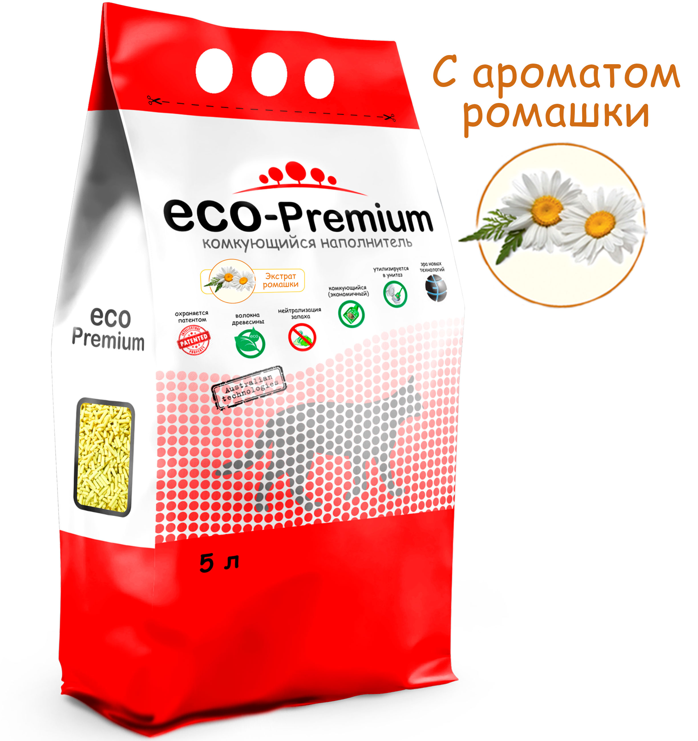 Наполнитель для кошек Eco premium Ромашка древесный 5л - фото 1