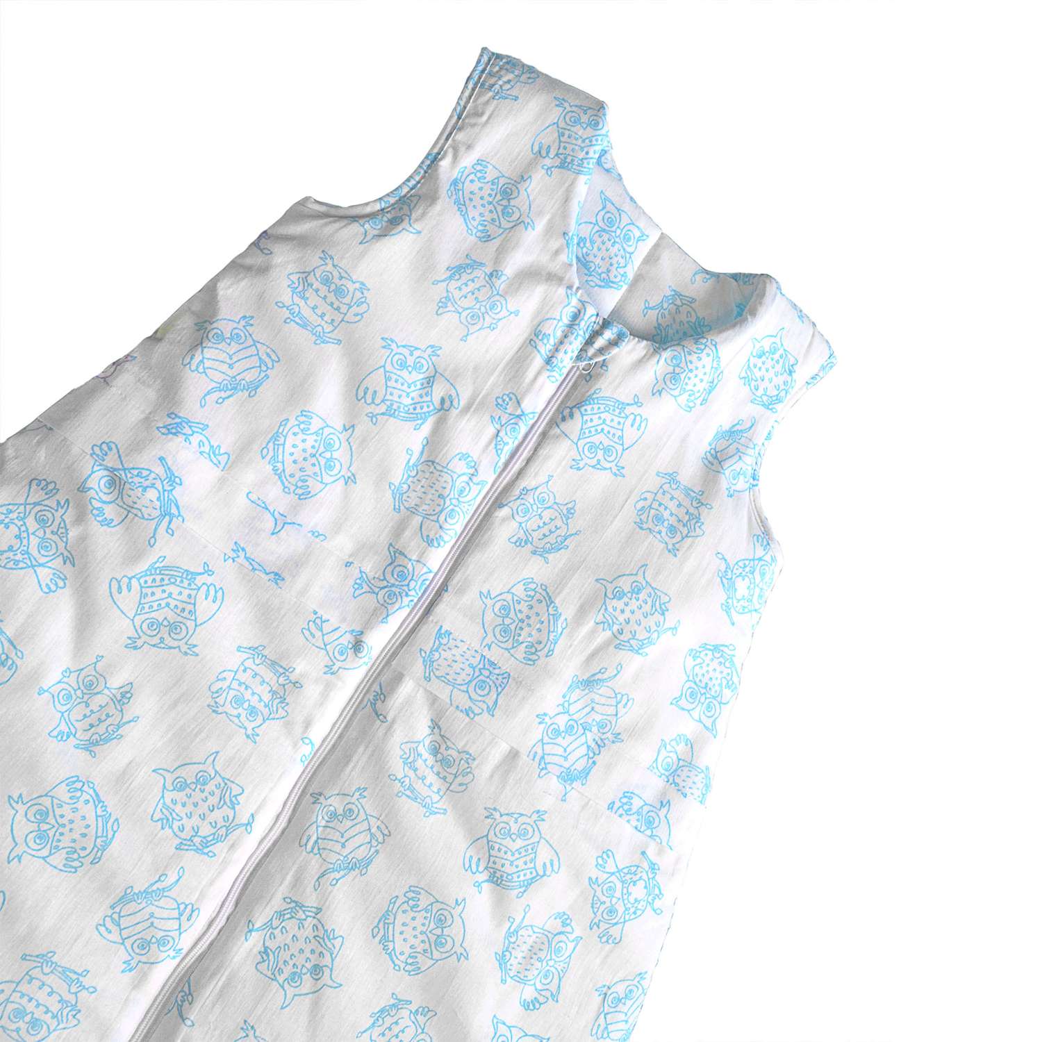 Одеяло-спальный мешок голубой Засыпашки Утепленный Совы 80 см. Хлопок 100% - фото 5