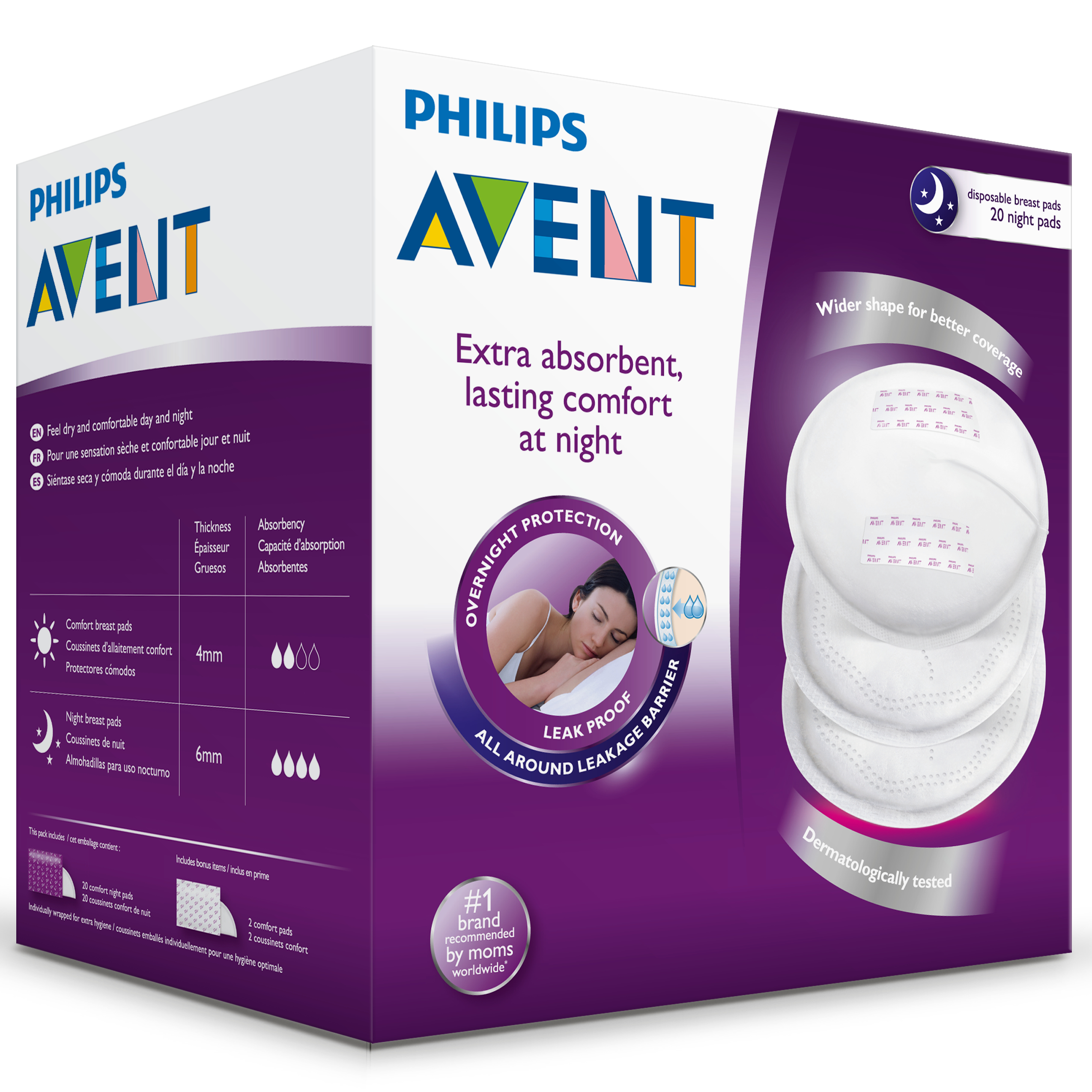 Вкладыши для бюстгалтетера Philips Avent одноразовые ночные 20 шт SCF253/20 - фото 2