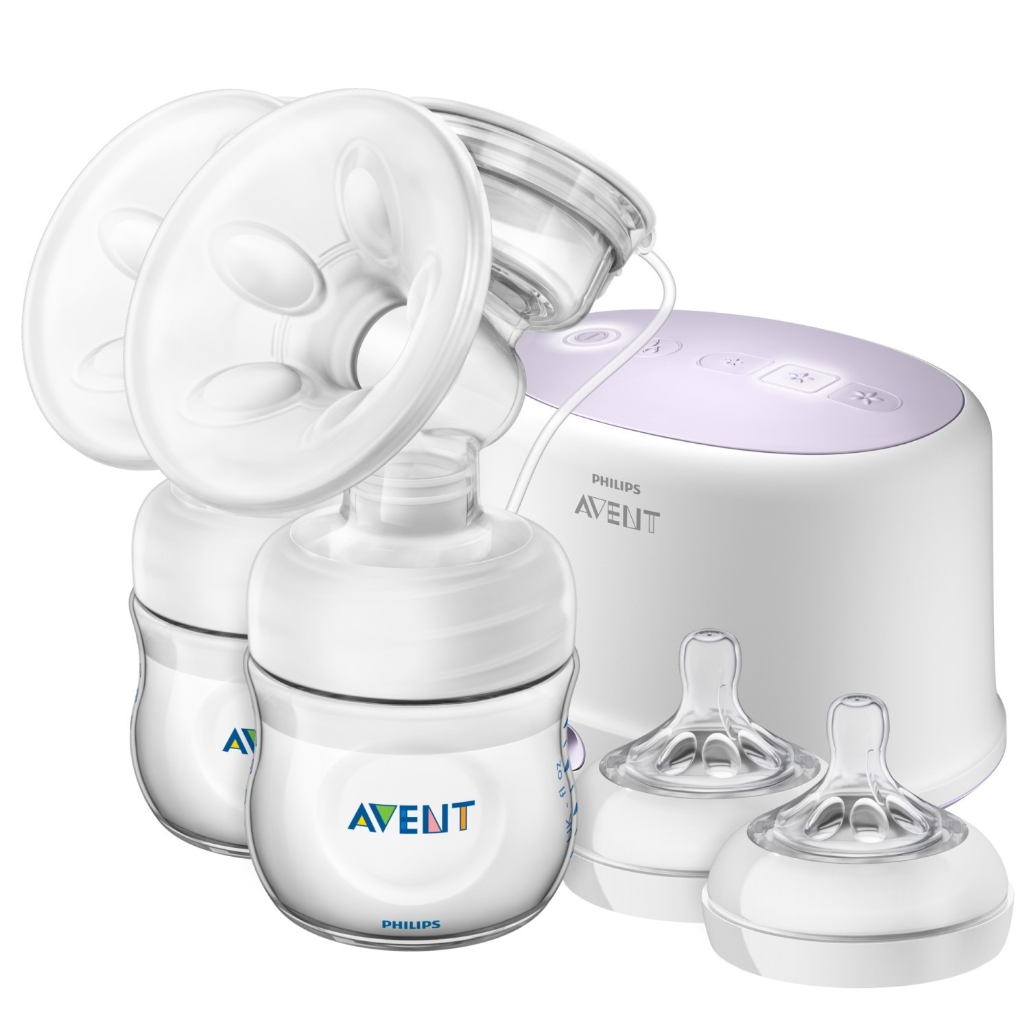 Молокоотсос Philips Avent двойной электронный +2бутылочки  125мл+2соски+сумка SCF334/31