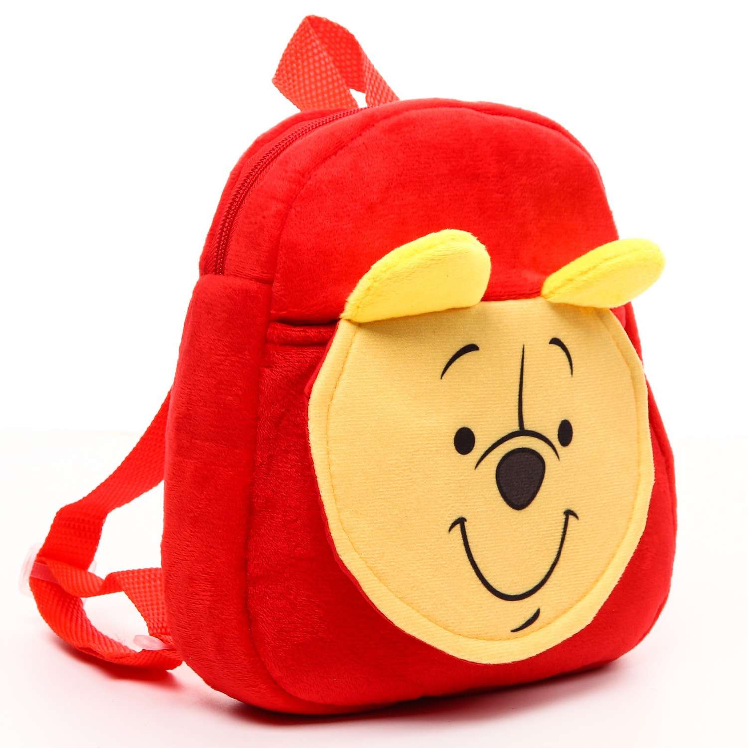 Рюкзак Disney плюшевый на молнии с карманом 19х22 см Медвежонок Винни и его друзья - фото 1