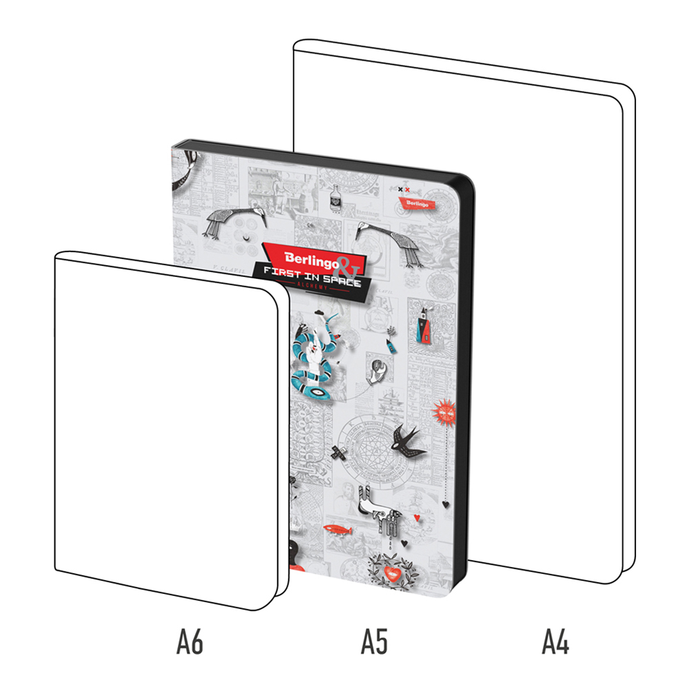 Ежедневник Berlingo недатированный А5 136 листов First in Space кожзам черный срез с рисунком - фото 8