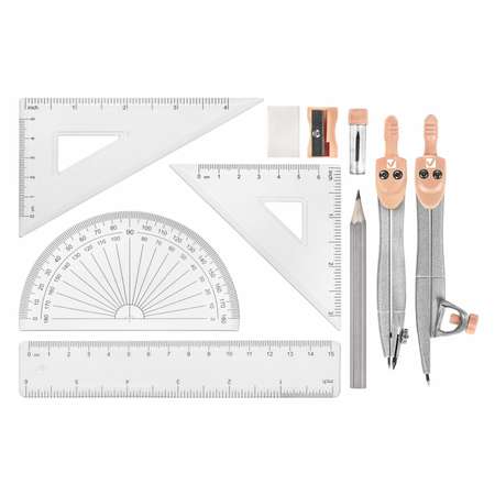 Готовальня Brauberg с циркулем школьная набор 11 предметов для черчения