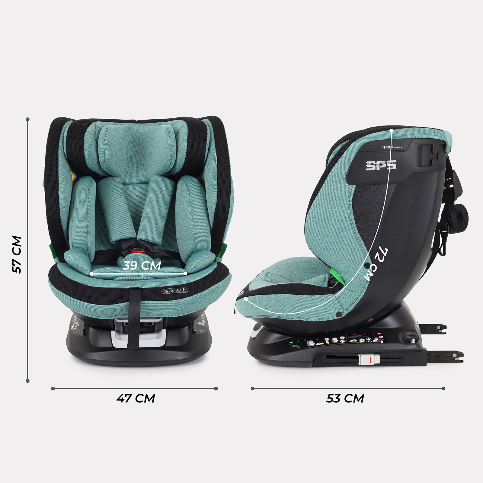 Автокресло с поворотной базой MOWbaby Motion isofix Green 40-150см - фото 4