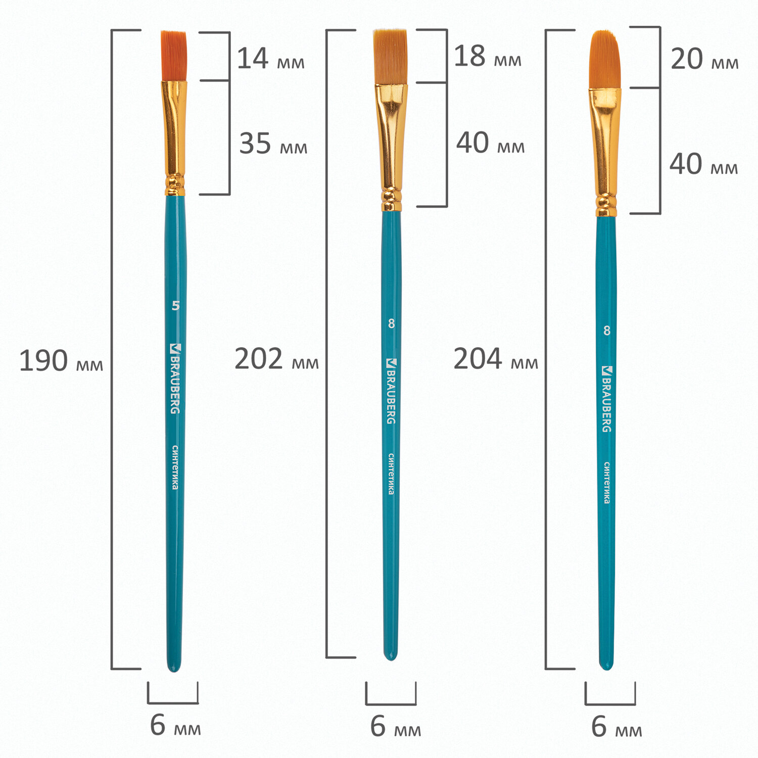 Кисти для рисования Brauberg синтетические набор 10 штук 201030 - фото 24