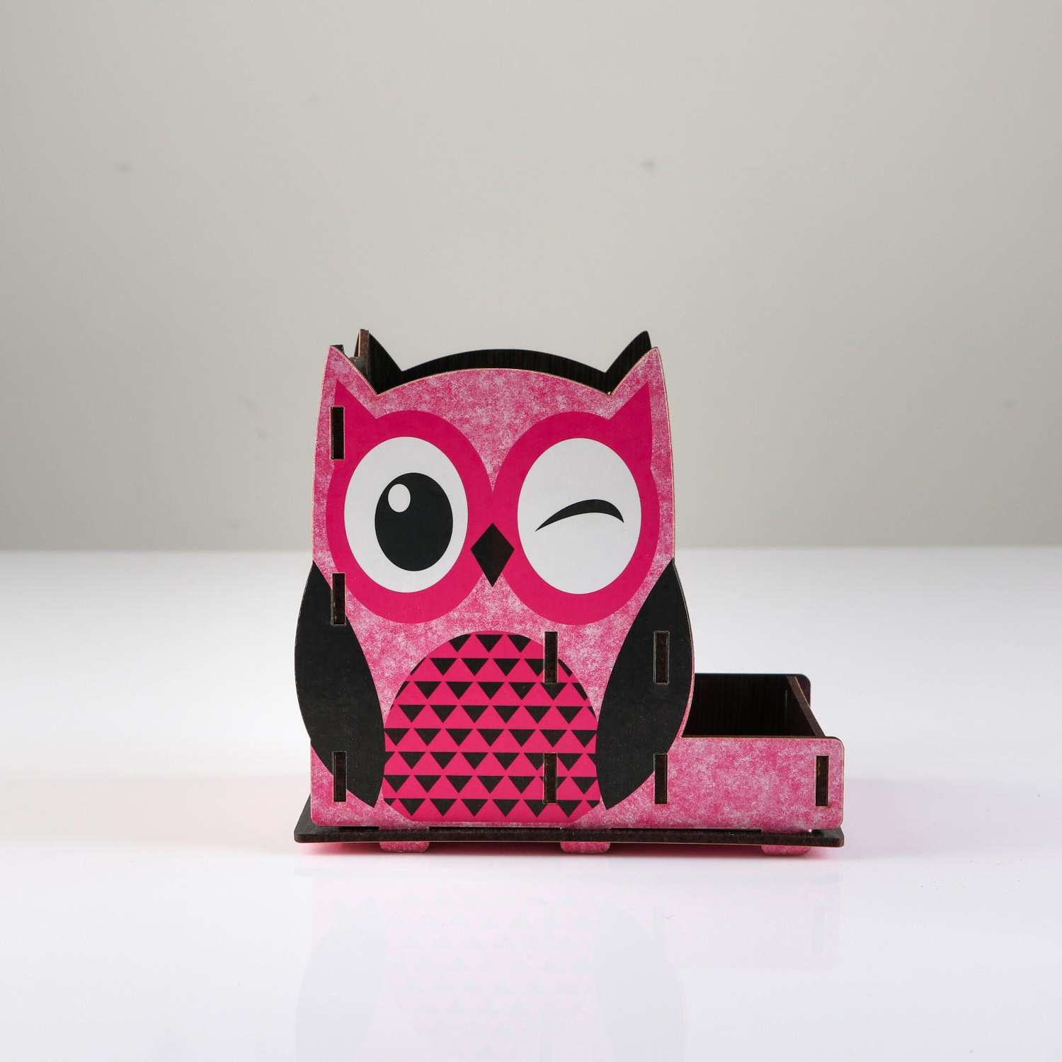 Органайзер Sima-Land для канцелярии деревянная «Совушка» с принтом розовая - фото 5