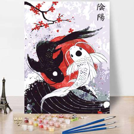 Картина по номерам Red Panda Рыбки Инь-Янь